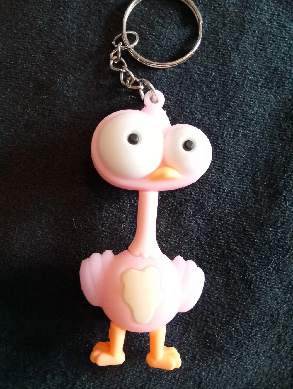 Pink Novelty Bird Keychain with Orange Beak and Feet